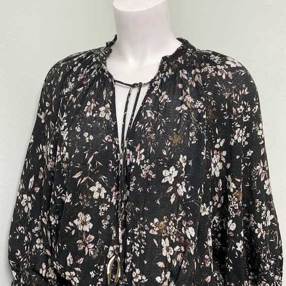 ZARA Black Mini Floral Printed Dress Size Medium - Picture 7 of 10